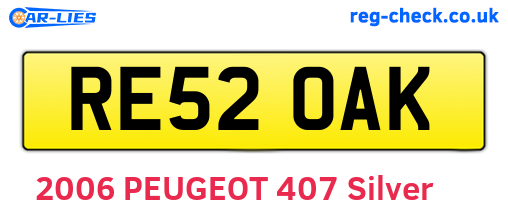RE52OAK are the vehicle registration plates.