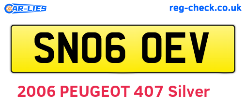 SN06OEV are the vehicle registration plates.
