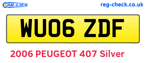 WU06ZDF are the vehicle registration plates.