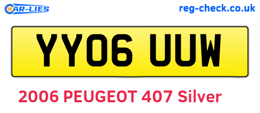 YY06UUW are the vehicle registration plates.