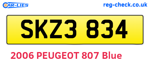 SKZ3834 are the vehicle registration plates.