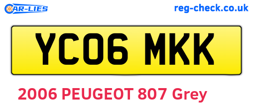 YC06MKK are the vehicle registration plates.