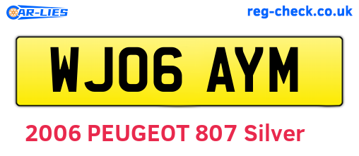 WJ06AYM are the vehicle registration plates.