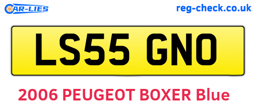 LS55GNO are the vehicle registration plates.