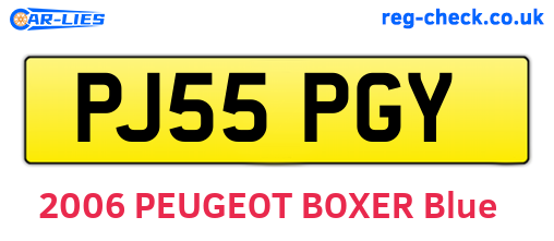 PJ55PGY are the vehicle registration plates.