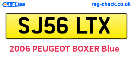 SJ56LTX are the vehicle registration plates.
