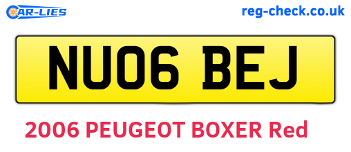 NU06BEJ are the vehicle registration plates.