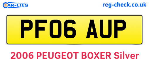 PF06AUP are the vehicle registration plates.