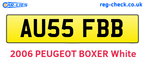 AU55FBB are the vehicle registration plates.