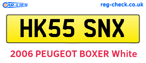 HK55SNX are the vehicle registration plates.