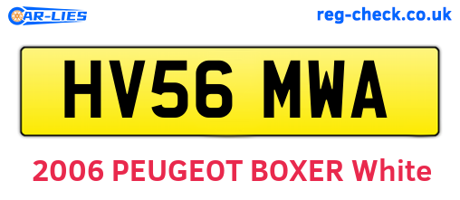 HV56MWA are the vehicle registration plates.