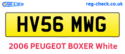 HV56MWG are the vehicle registration plates.