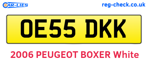 OE55DKK are the vehicle registration plates.