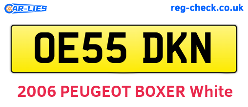 OE55DKN are the vehicle registration plates.