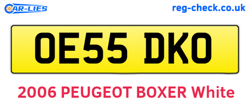 OE55DKO are the vehicle registration plates.