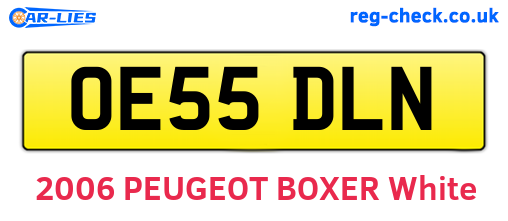 OE55DLN are the vehicle registration plates.