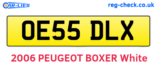 OE55DLX are the vehicle registration plates.