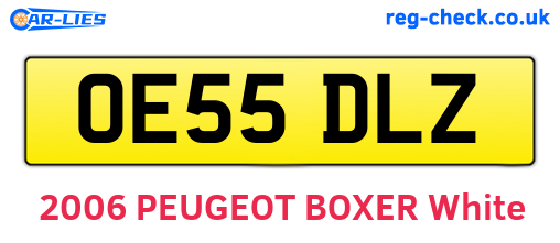 OE55DLZ are the vehicle registration plates.