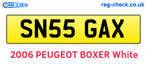 SN55GAX are the vehicle registration plates.