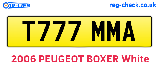 T777MMA are the vehicle registration plates.