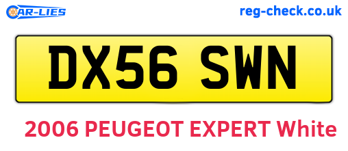 DX56SWN are the vehicle registration plates.