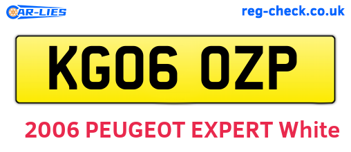 KG06OZP are the vehicle registration plates.