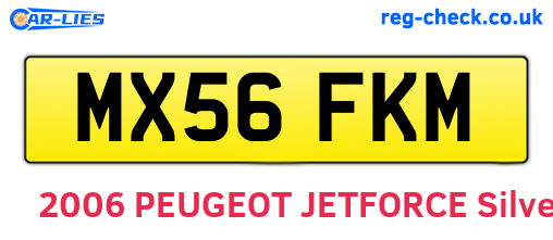 MX56FKM are the vehicle registration plates.
