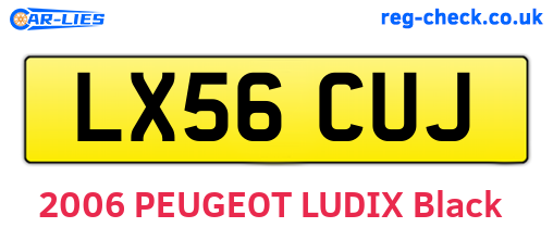 LX56CUJ are the vehicle registration plates.