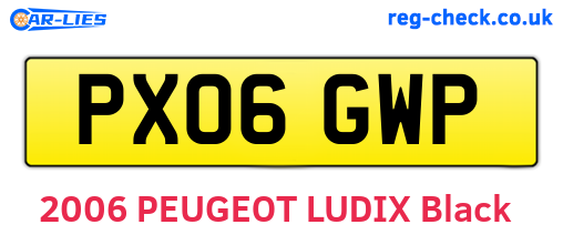 PX06GWP are the vehicle registration plates.