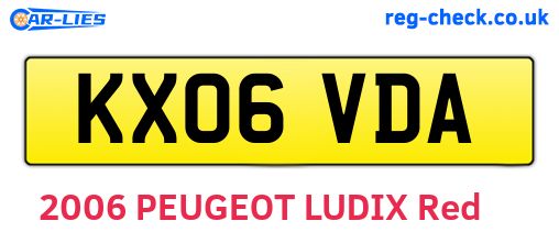 KX06VDA are the vehicle registration plates.