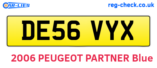 DE56VYX are the vehicle registration plates.