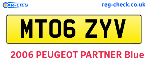 MT06ZYV are the vehicle registration plates.