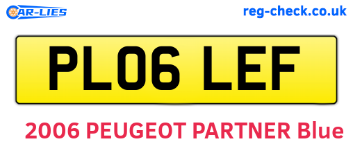PL06LEF are the vehicle registration plates.
