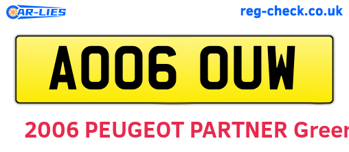 AO06OUW are the vehicle registration plates.