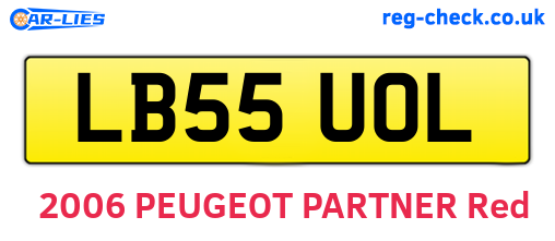 LB55UOL are the vehicle registration plates.