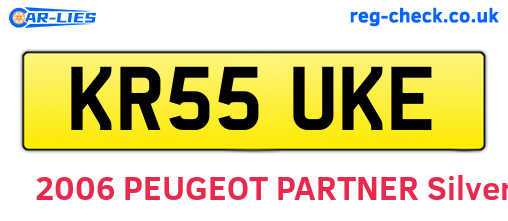 KR55UKE are the vehicle registration plates.