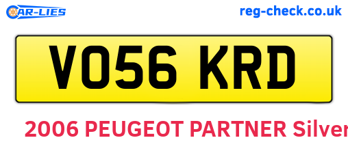 VO56KRD are the vehicle registration plates.