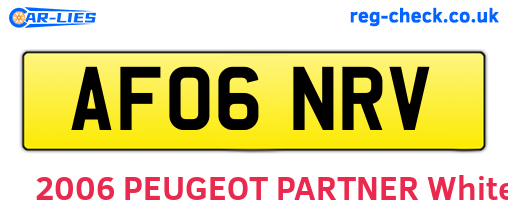 AF06NRV are the vehicle registration plates.