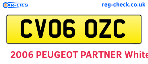 CV06OZC are the vehicle registration plates.