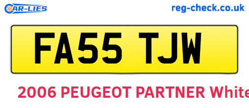 FA55TJW are the vehicle registration plates.