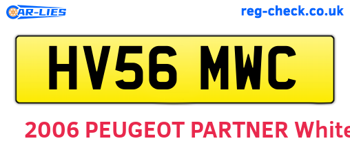HV56MWC are the vehicle registration plates.