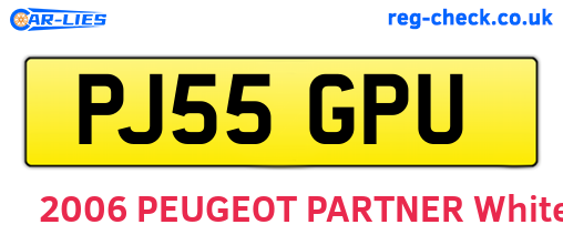 PJ55GPU are the vehicle registration plates.