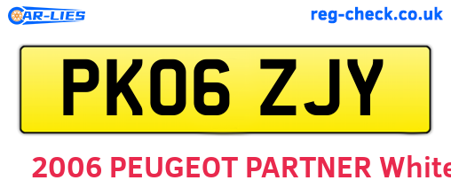 PK06ZJY are the vehicle registration plates.