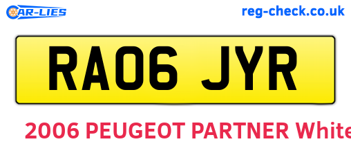 RA06JYR are the vehicle registration plates.
