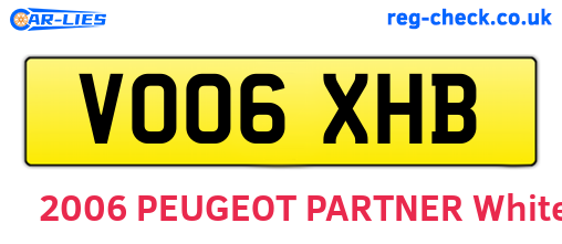 VO06XHB are the vehicle registration plates.
