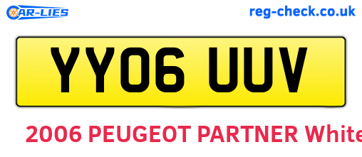 YY06UUV are the vehicle registration plates.