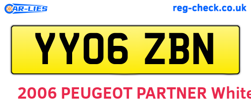 YY06ZBN are the vehicle registration plates.