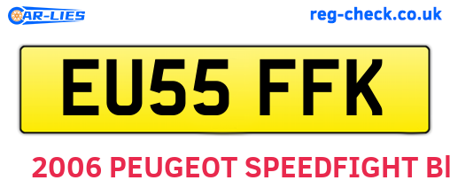 EU55FFK are the vehicle registration plates.
