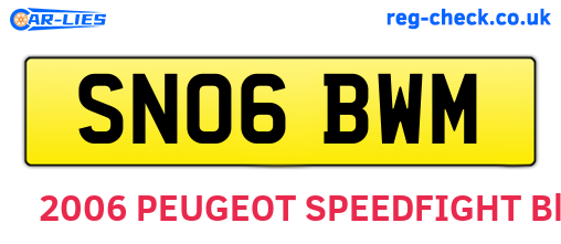 SN06BWM are the vehicle registration plates.