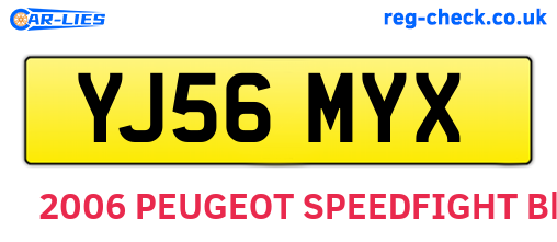 YJ56MYX are the vehicle registration plates.